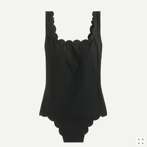 NWT J.CREW Scallop piqué scoopback one-piece US4